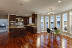 elegant kitchen with hardwood flooring
