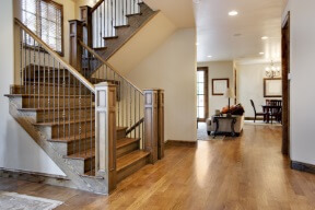 chicago home with new hardwood floor and wood stair treads